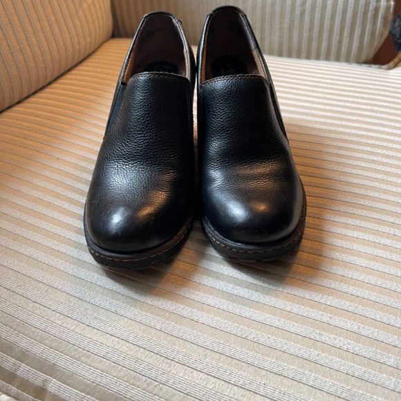 Black Leather Slip Ons with Heels - Picture 8 of 8